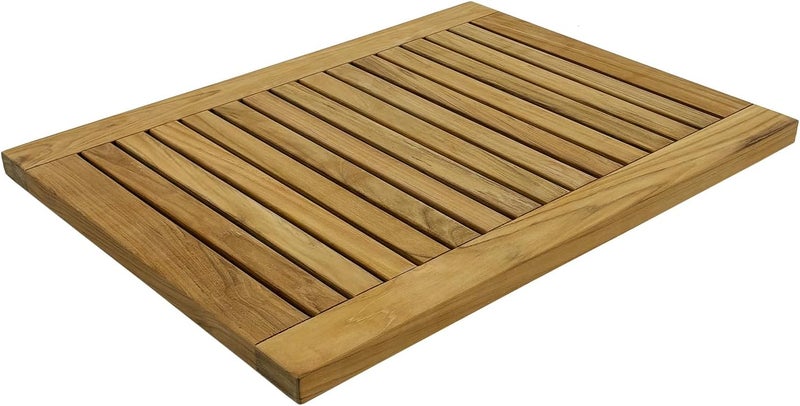 StrongTek 24 inch Teak Shower Mat, Water-Resistant, Non-Slip, Easy-to-Clean Bath Mat for Safety and Durability, Ideal for Bathrooms, Saunas, Spas, and Outdoor Use - Image 1